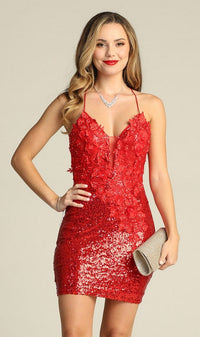 Open-Back Short Sequin Homecoming Dress C807