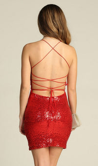 Open-Back Short Sequin Homecoming Dress C807