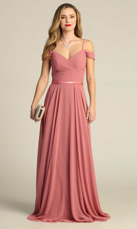 Long A-Line Off-Shoulder Prom Dress: Chicas C8997