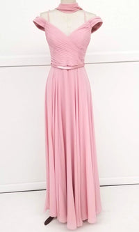 Long A-Line Off-Shoulder Prom Dress: Chicas C8997