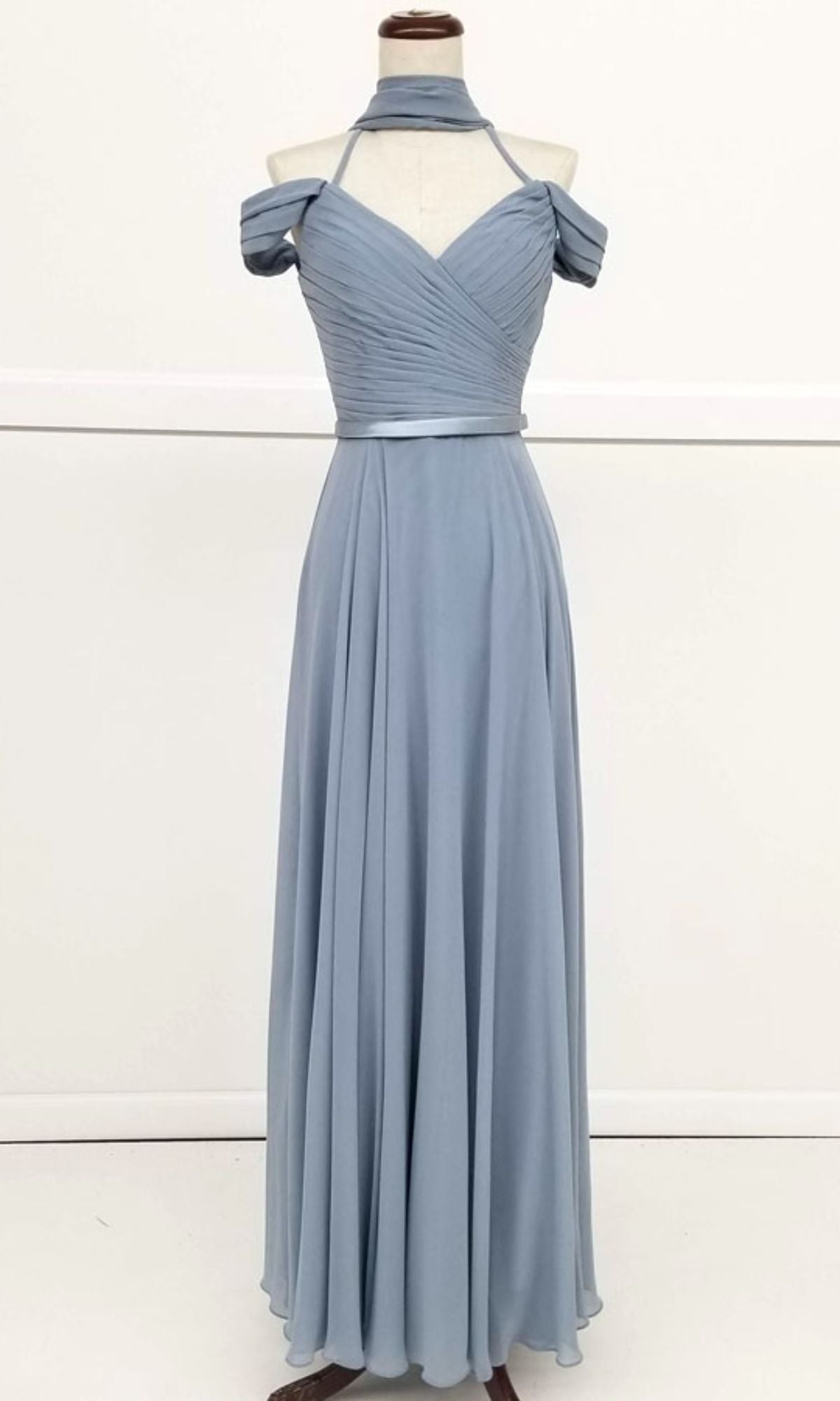 Long A-Line Off-Shoulder Prom Dress: Chicas C8997