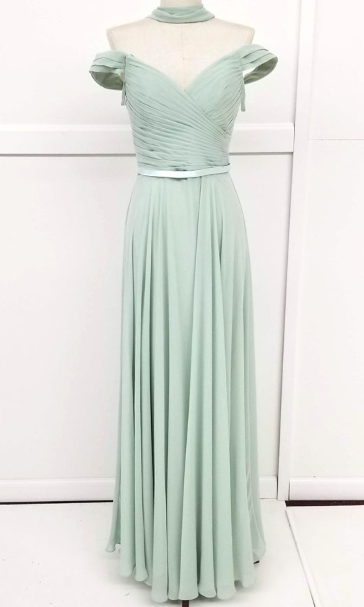 Long A-Line Off-Shoulder Prom Dress: Chicas C8997