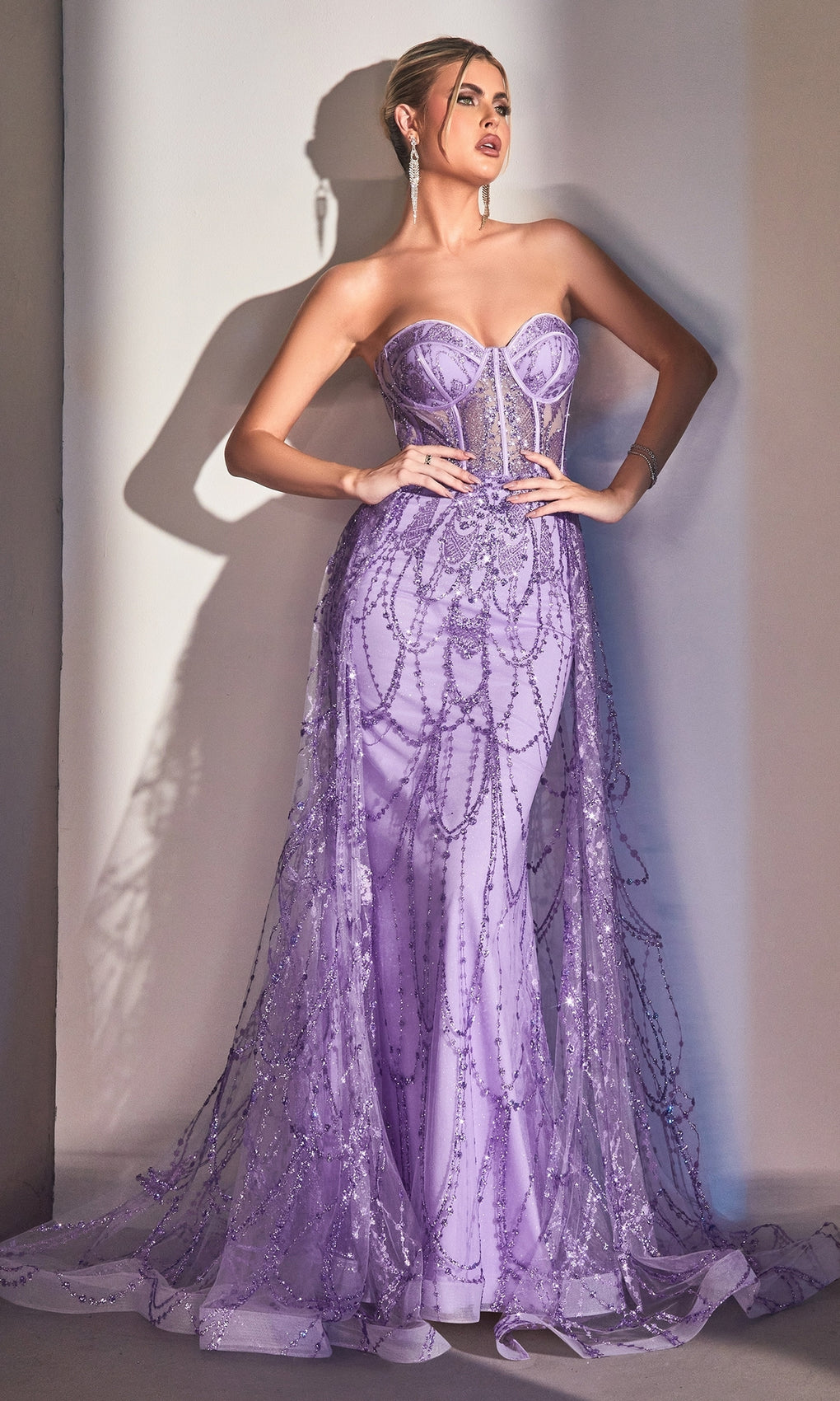 Glitter Mermaid Prom Dress With Overskirt Promgirl 6081