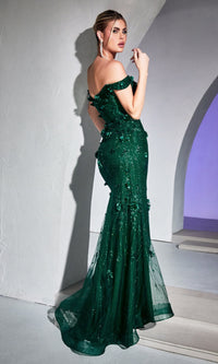 Emerald Green Off-Shoulder Long Prom Dress CB096