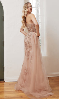 One-Shoulder Rose Gold Long Formal Gown CB098