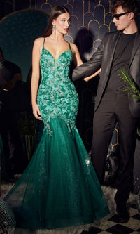 Butterfly Emerald Green Mermaid Prom Dress CB112