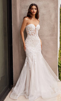 Strapless Long White Mermaid Wedding Dress CB126W