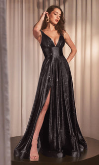 V-Neck Long Glitter Prom Dress: Ladivine CC2349