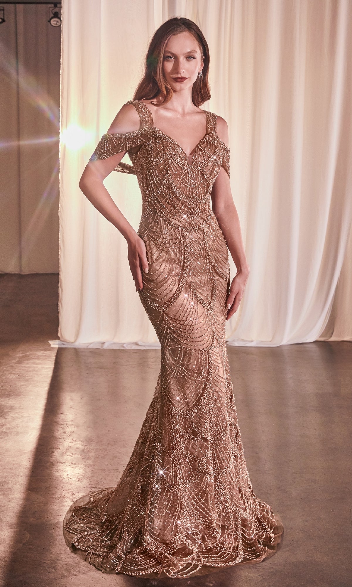 Long Beaded Sienna Prom Dress: Ladivine CC4020