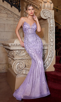 Strapless Long Sequin-Print Prom Dress CC6018