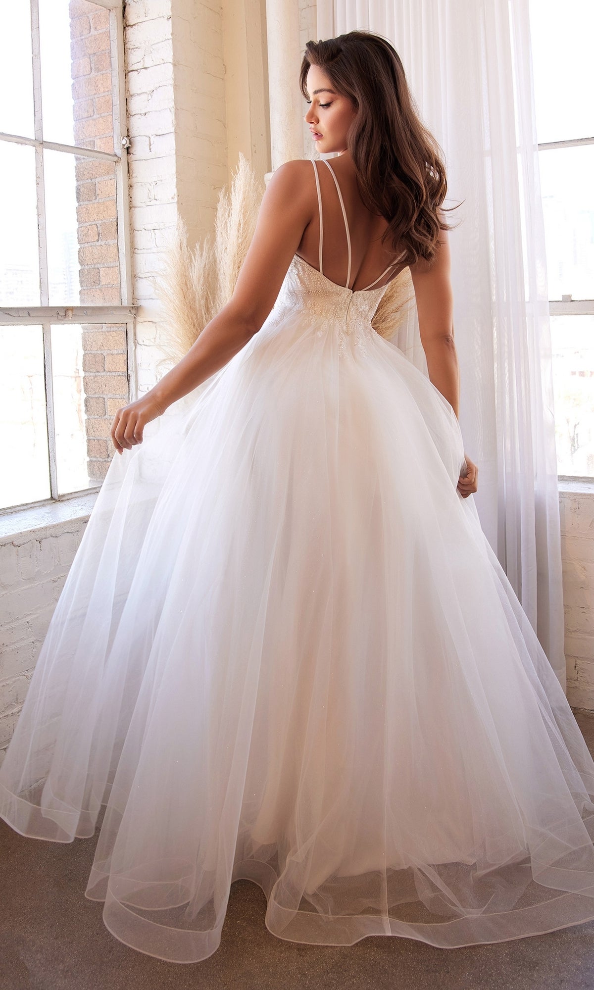 Off-White Long A-Line Wedding Dress CD0154W