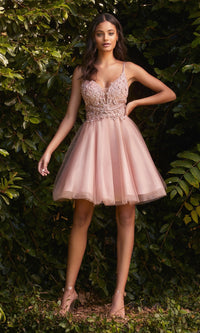 Lace-Bodice Short A-Line Homecoming Dress CD0190