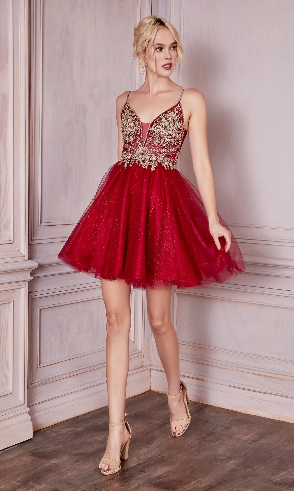 Lace-Bodice Short A-Line Homecoming Dress CD0190