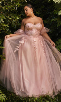 Puff Sleeve Strapless Long Prom Dress CD0191