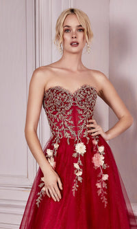 Puff Sleeve Strapless Long Prom Dress CD0191