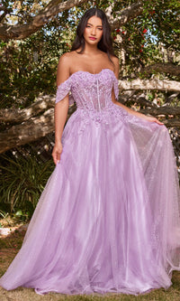 Off-Shoulder Long Glitter A-Line Prom Dress CD0198