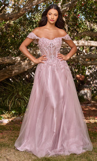 Off-Shoulder Long Glitter A-Line Prom Dress CD0198