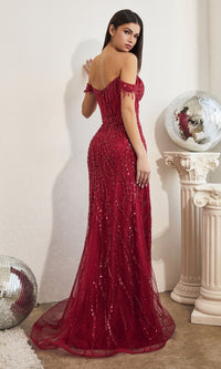 Sheer-Bodice Long Sequin Prom Dress CD0203