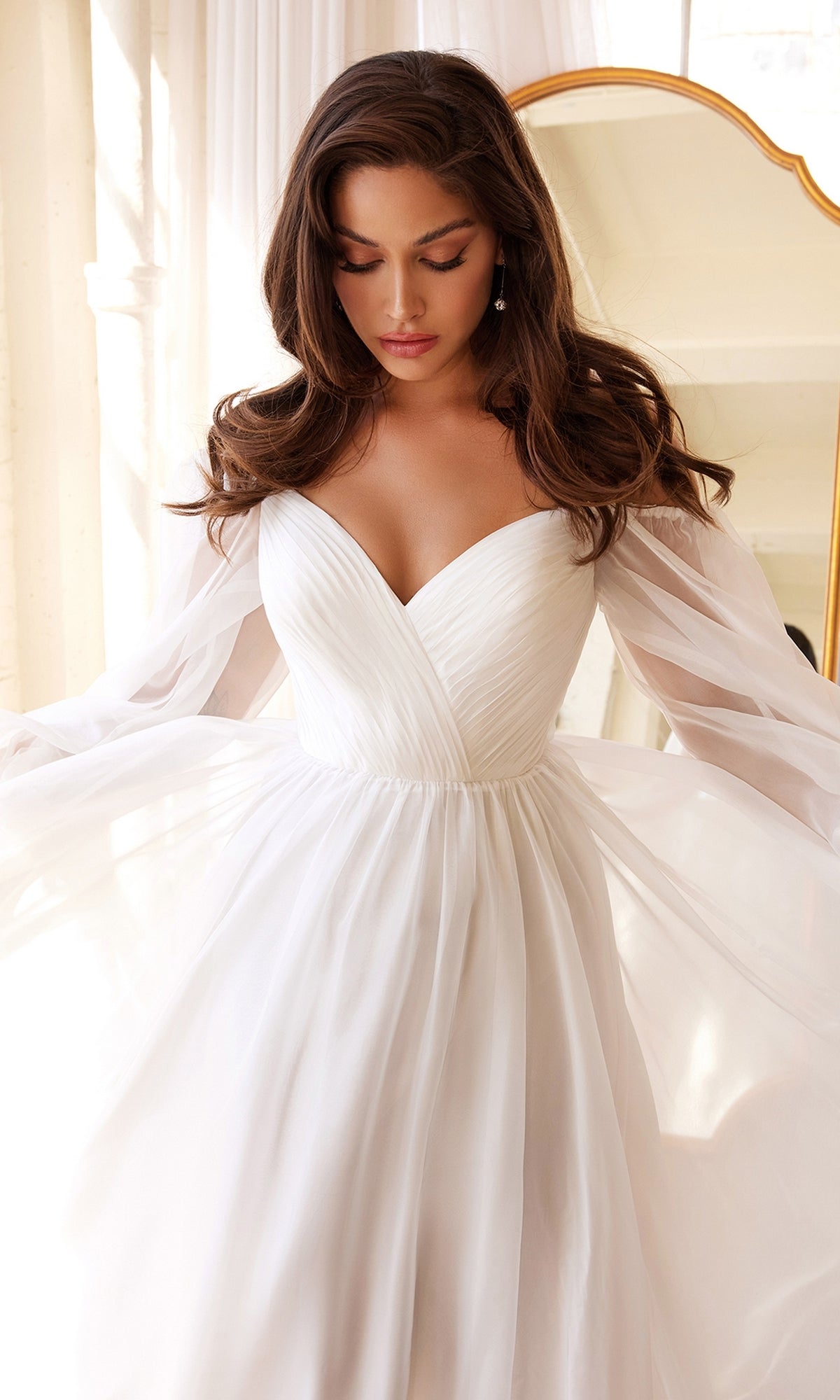 Off-the-Shoulder Long White Formal Dress CD243W