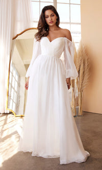 Off-the-Shoulder Long White Formal Dress CD243W