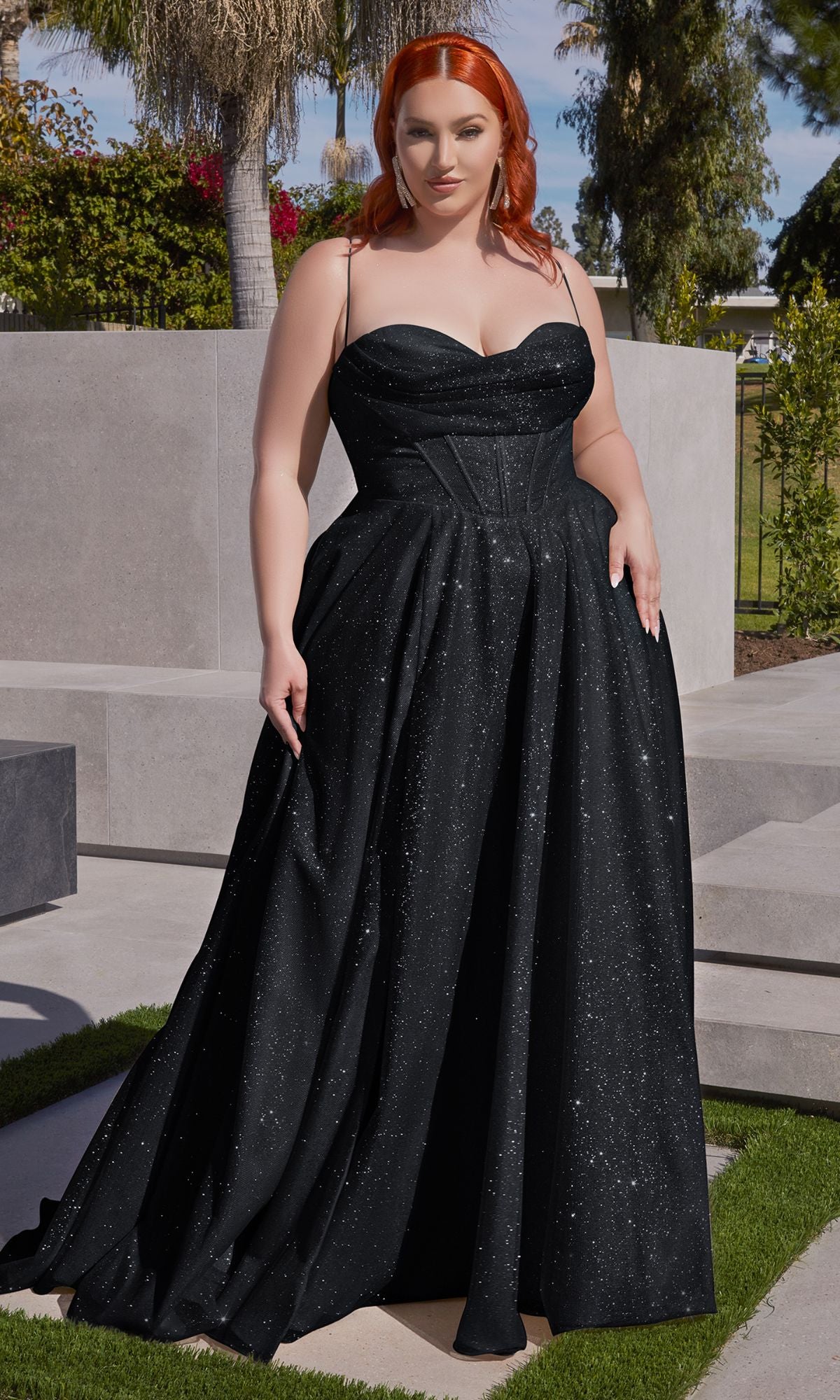 Long Plus Size Glitter Prom Dress PromGirl