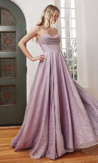 Draped-Bodice Long Glitter A-Line Prom Dress CD252