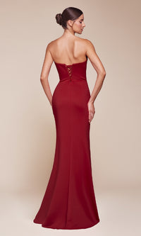 Lace-Up Strapless Long Prom Gown: Ladivine CD355