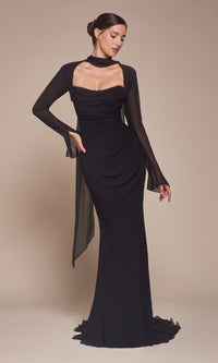 Bolero Long Black Formal Dress: Ladivine CD357