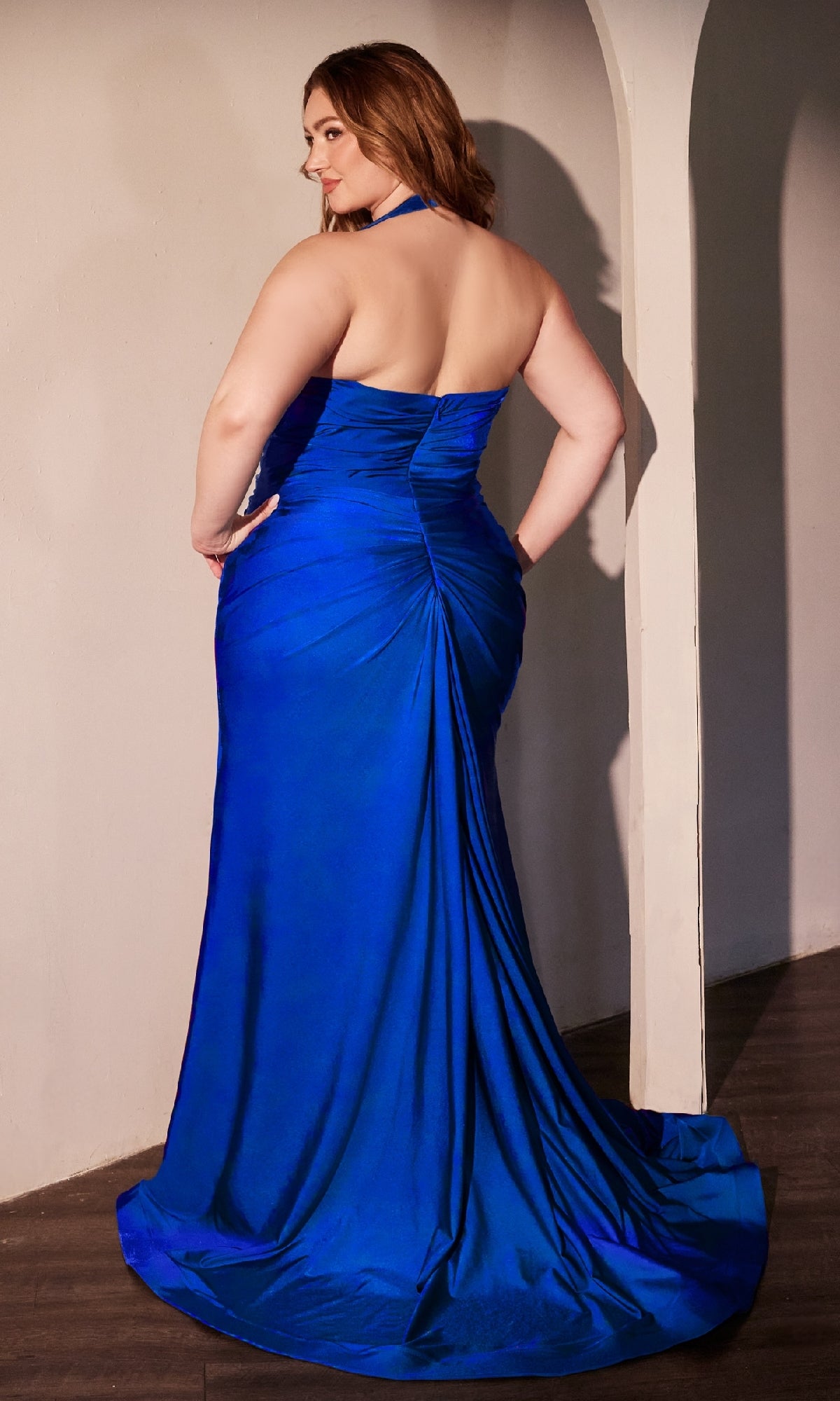 Plus-Size Long Halter Prom Dress: Ladivine CD796C