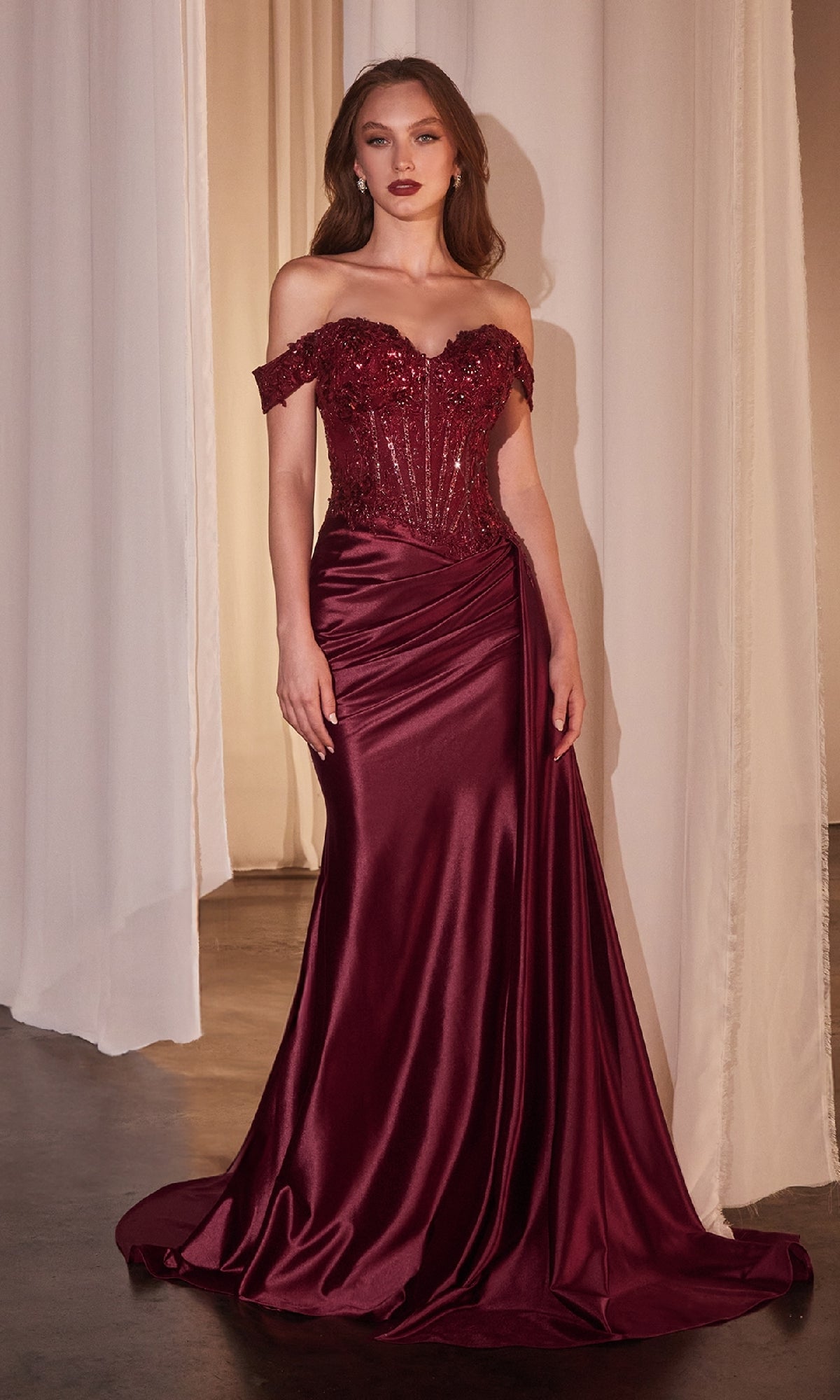 Off-the-Shoulder Long Prom Dress: Ladivine CD803