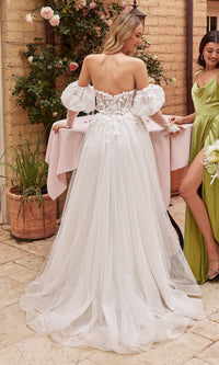 Puff-Sleeve White Wedding Dress CD855W