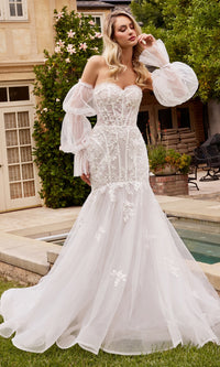 Puff Sleeve Mermaid Wedding Gown CD858W