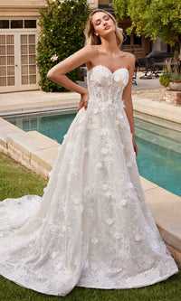 Lace A-Line Wedding Dress CD860W with 3D Flowers