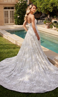 Lace A-Line Wedding Dress CD860W with 3D Flowers