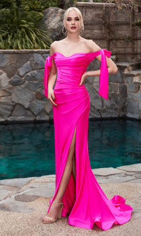 Long Formal Prom Dress with Shoulder Bows CD943