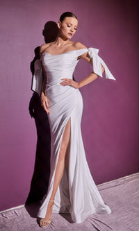 Tie-Strap Long White Formal Dress CD944W