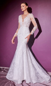 Long Sleeve Long White Wedding Dress CD951W