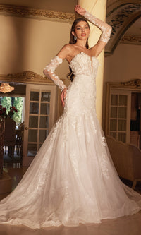 Long White Strapless Bridal Gown CD977W