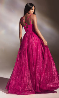 Corset-Back Long Glitter Prom Ball Gown CD996