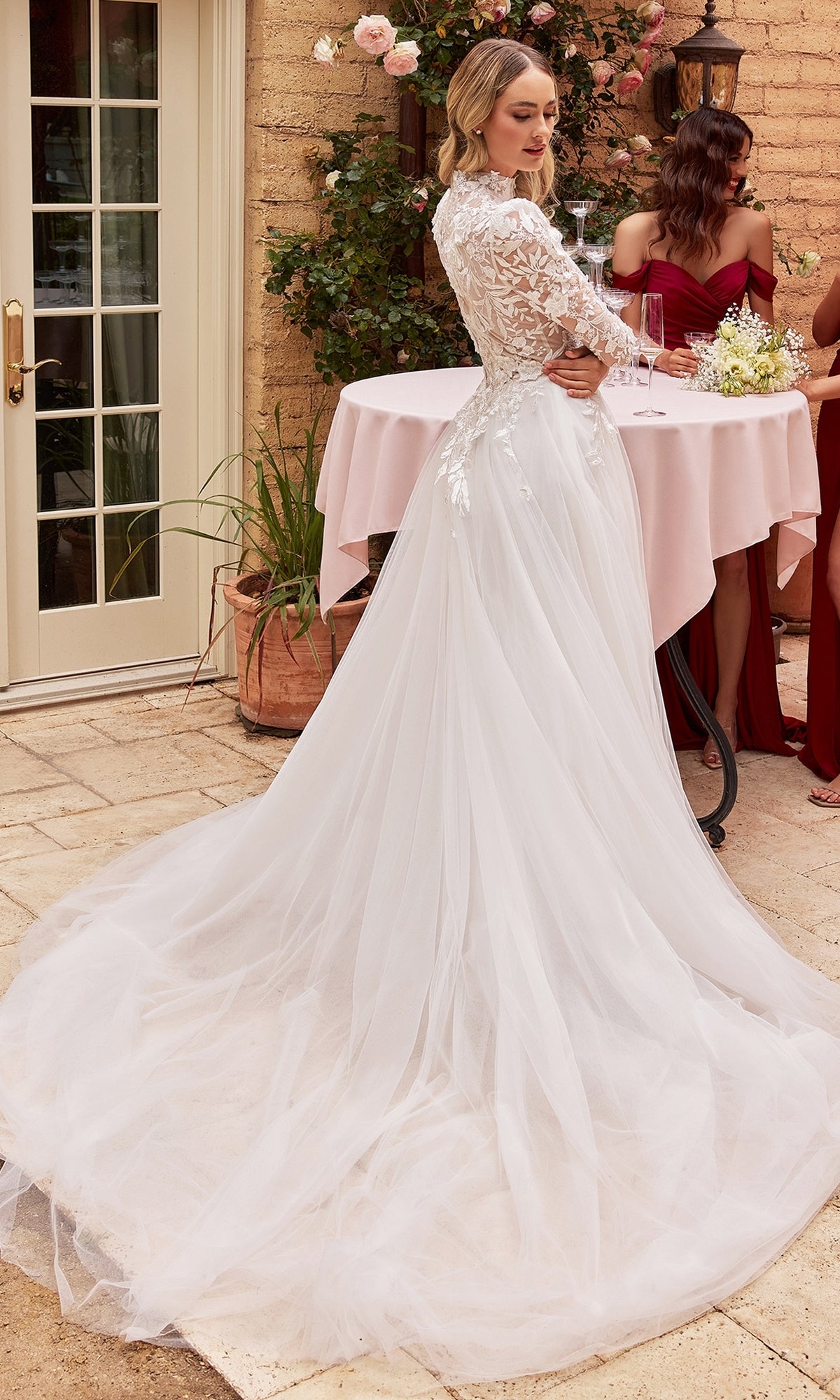 Off-White Long Sleeve Lace Wedding Gown CDS433W