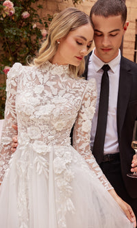 Off-White Long Sleeve Lace Wedding Gown CDS433W