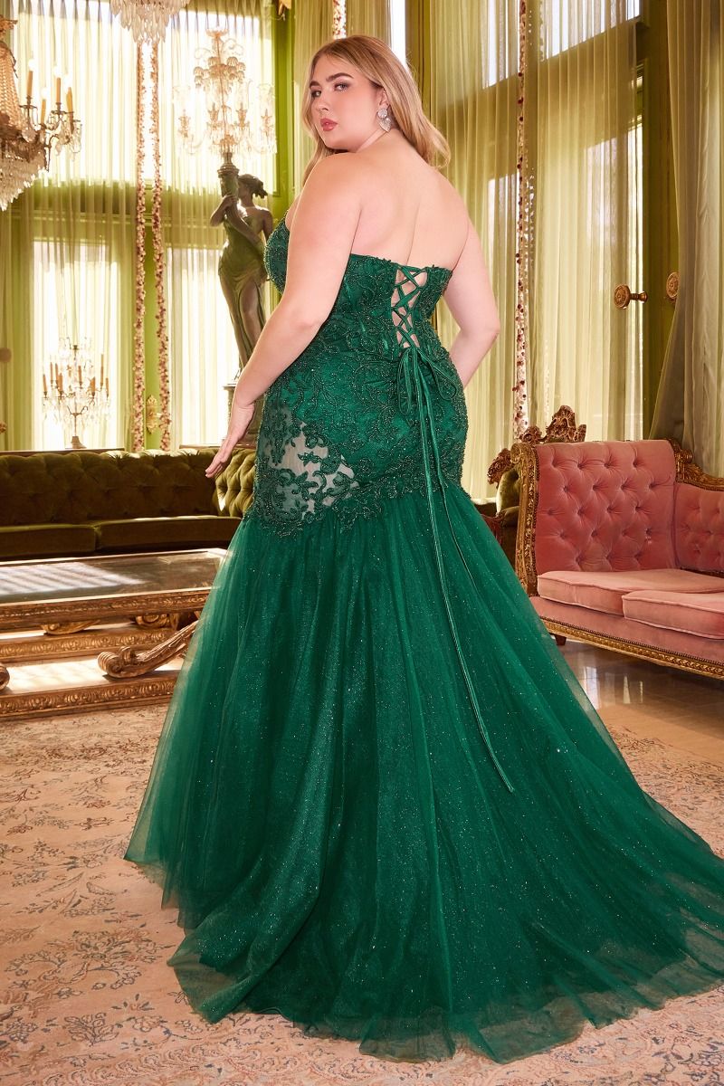 Emerald Green Lace Wedding Dresses Plus Size Ball Gown Bridal