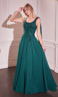 Shoulder Sash Long Formal Dress: Ladivine CDS509