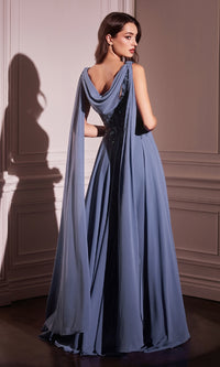 Shoulder Sash Long Formal Dress: Ladivine CDS509