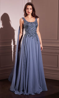 Shoulder Sash Long Formal Dress: Ladivine CDS509