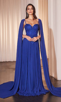 Shoulder-Cape Long Prom Dress: Ladivine CJ937