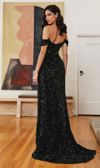 Off-the-Shoulder Long Sequin Prom Dress CL03