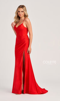 Corset-Bodice Long Colette Tight Prom Dress CL5111