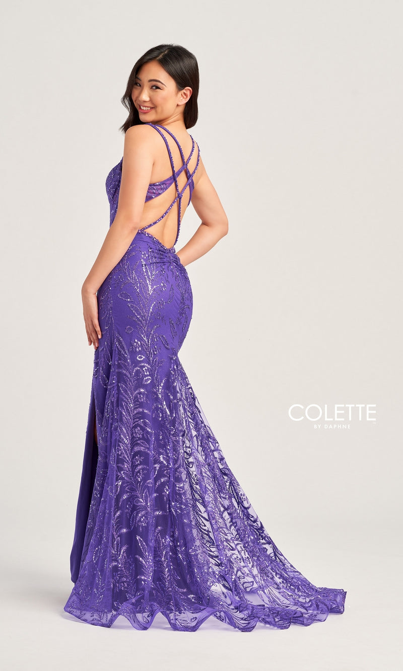 Glitter-Embellished Long Colette Prom Dress - PromGirl