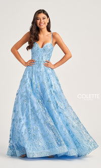 Colette Glitter-Tulle Long Prom Ball Gown CL5117